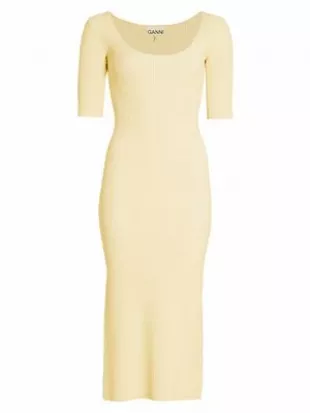 Melange Rib-Knit Midi-Dress