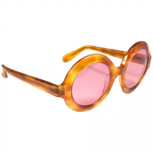 Round Honey Tortoise Rose Lenses C17 1960's Sunglasses