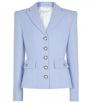 Wool-Blend Bouclé Jacket In Blue