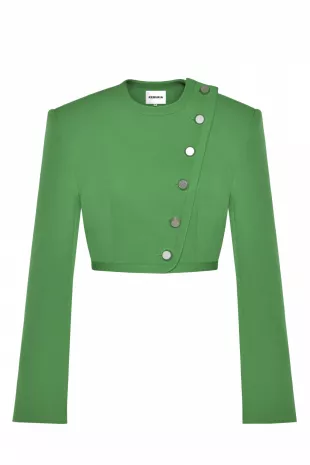 Cropped Blazer with Diagonal Buttons