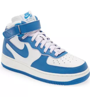 Nike - White & Blue Air Force 1 '07 Mid Sneakers