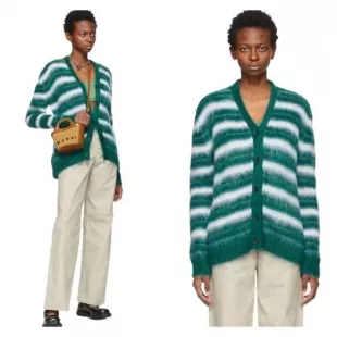 Striped Brushed Mohair Cardigan