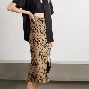 Painterly Leo Bar Silk Skirt