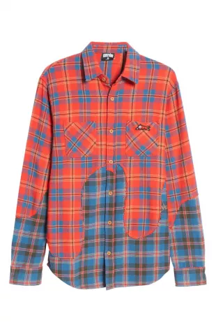 Big Melt Colorblock Plaid Flannel Button Up Shirt