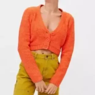Urban Outfitters - Orange Cropped Cardigan Sweater