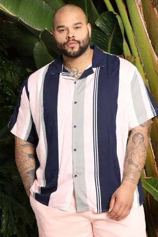 Bowling Striped Short Sleeve Woven Top