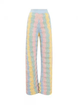 casablanca - High Waist Wide Leg Crochet Trousers