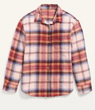 Cozy Long Sleeve Button Front Plaid Shirt