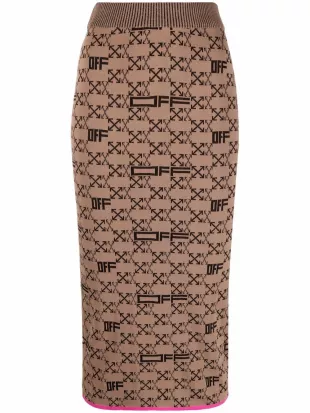 Intarsia-knit Arrows-logo Pencil Skirt