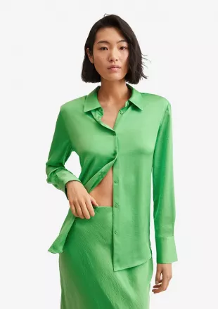 Oversized Satin Shirt Green