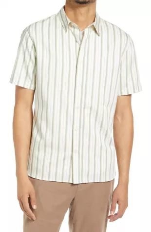 vince - Stripe Short Sleeve Button Up Shirt
