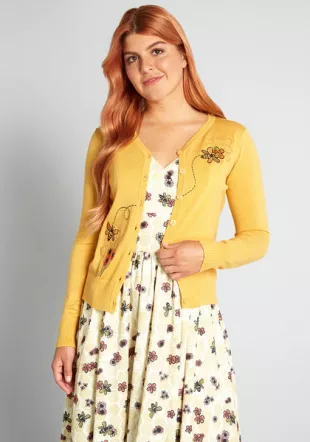 Season of The Sweet Honey Bees Embroidered Cardigan