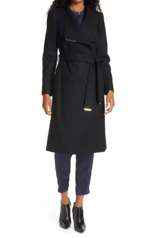 Ted Baker - Wool Long Belted Wrap Coat