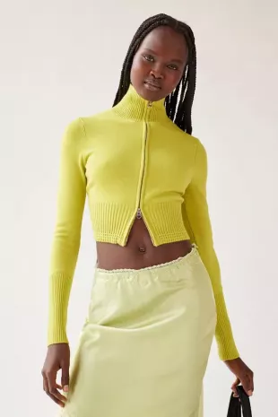 Urban Outfitters UO Nyla Mesh Light Neon Green Cropped Corset Top