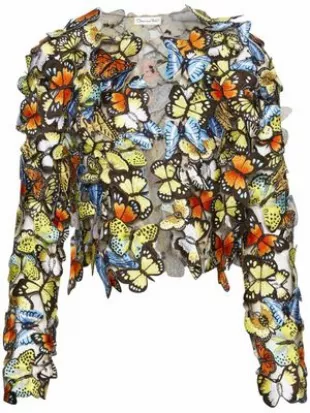 Butterfly-appliqué Cropped Jacket