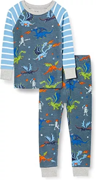 Organic Cotton Raglan Sleeve Printed Pajama Set