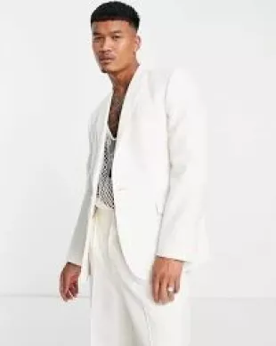 veste de costume ajustée blanc