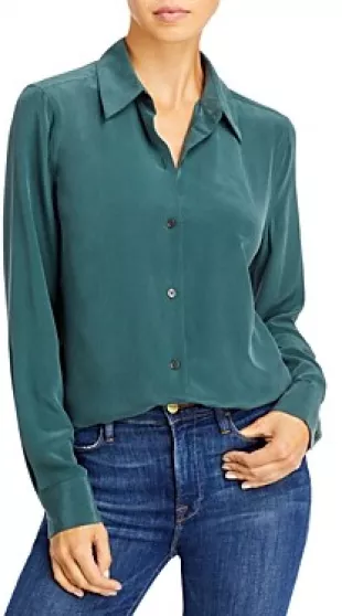 Essential Silk Long Sleeve Button Down Shirt
