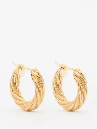 Gold Rope Twist Hoop Earrings