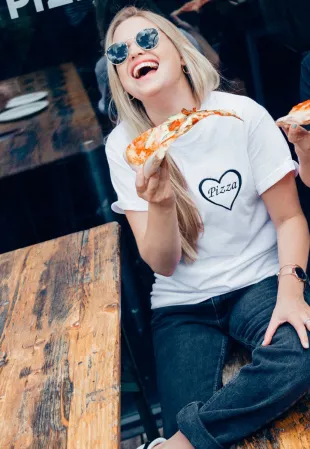 Pizza Heart Embroidered Organic T-Shirt