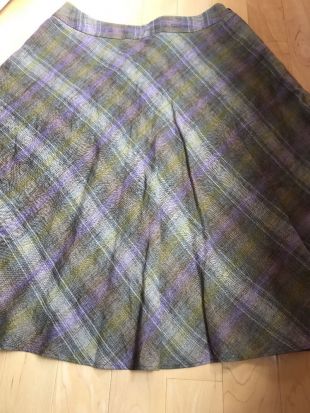 EUC Jones New York Full Circle Linen Skirt   Olive Green & Purple Plaid Size 12 | eBay
