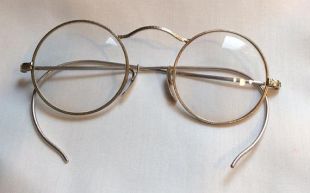 lunettes de vue 1920 or blanc engrved ronde lentille steampunk théâtre costume affichage de collection vintage