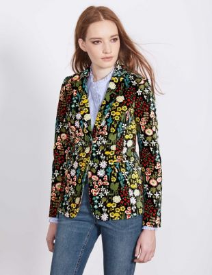 Blazer en velours (Noir Multicolore Vert Forêt)