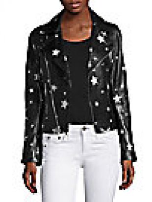 RtA   Nico Starred Raven Leather Biker Jacket