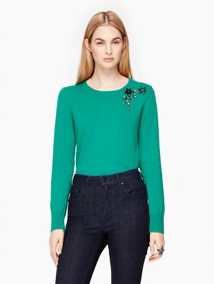 embellished brooch sweater - kate spade new york