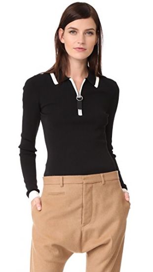 Grey Jason Wu Long Sleeve Polo Sweater | SHOPBOP