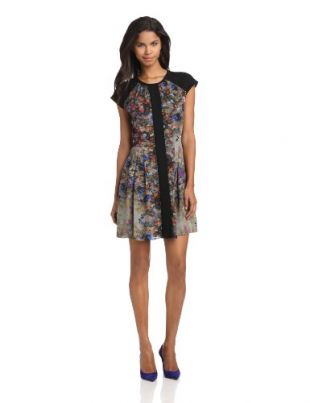 parker - Parker Women's Veronica Cap Sleeve Fit and Flare Dress, Enchanted,  Small
