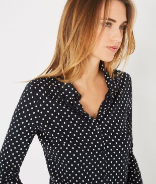 Chemisier marine imprimé pois