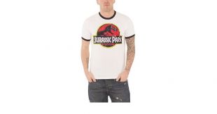 Jurassic Park T Shirt Distressed Movie Logo Ringer Official Mens White