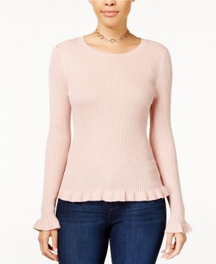 Hooked Up by IOT Juniors' Ruffle-Hem Sweater