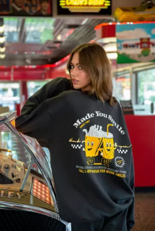 Made You Smile Jet Crewneck