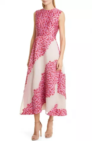 Lela Rose - Floral Sleeveless A-Line Dress