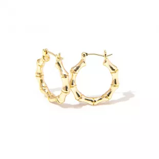 The Essential Jewels - Bamboo Gold Filled Hoop Earrings