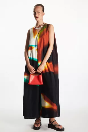 Oversized Printed Silk Blend Maxi Dress
