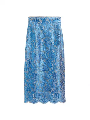 Metallic Lace Scalloped Skirt