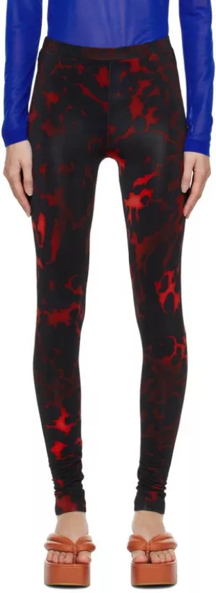 Black & Red Printed Leggings