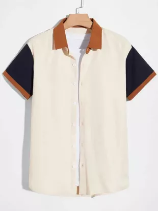 Guys Colorblock Button Front Shirt