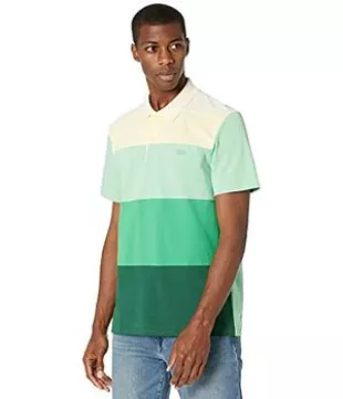 Short Sleeve Color-Block Stripe Ombre Polo