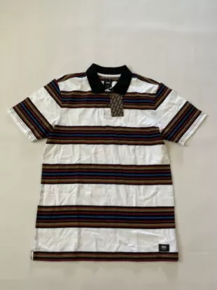 Men’s Akin Polo Shirt Short Sleeves White Multicolored Strips