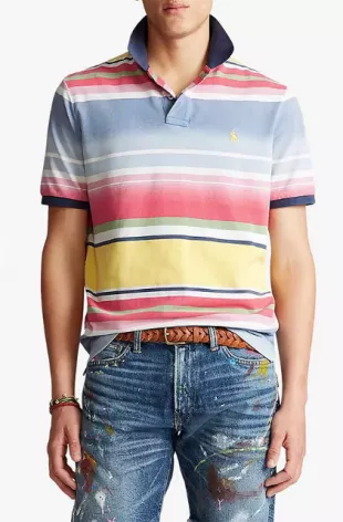 Faded Stripe Slim Fit Polo Shirt