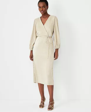 Ann Taylor - Shimmer Pleated Wrap Dress