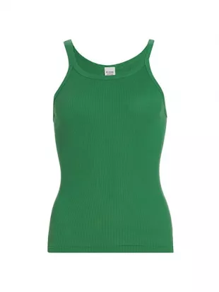 Ribbed Scoop-Neck Fitted Tank