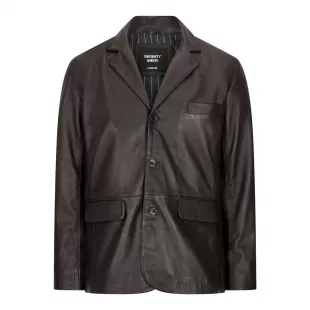 Mens Real Leather Blazer Jacket Coat 3 Button Classic Fit Smart Casual Vintage