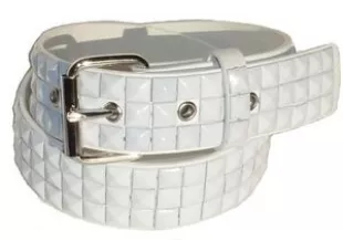 Beltsandstuds - Goth Punk White Stud Studded Snap on Belt