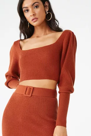 Square Neck Ribbed Sweater