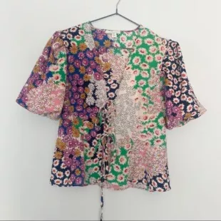 Mixed Floral Double Tie Top